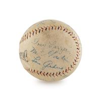 A 1926 New York Yankees Multi Signed Autograph Baseball Featuring Babe Ruth and Lou Gehrig (Beckett Authentication Services)