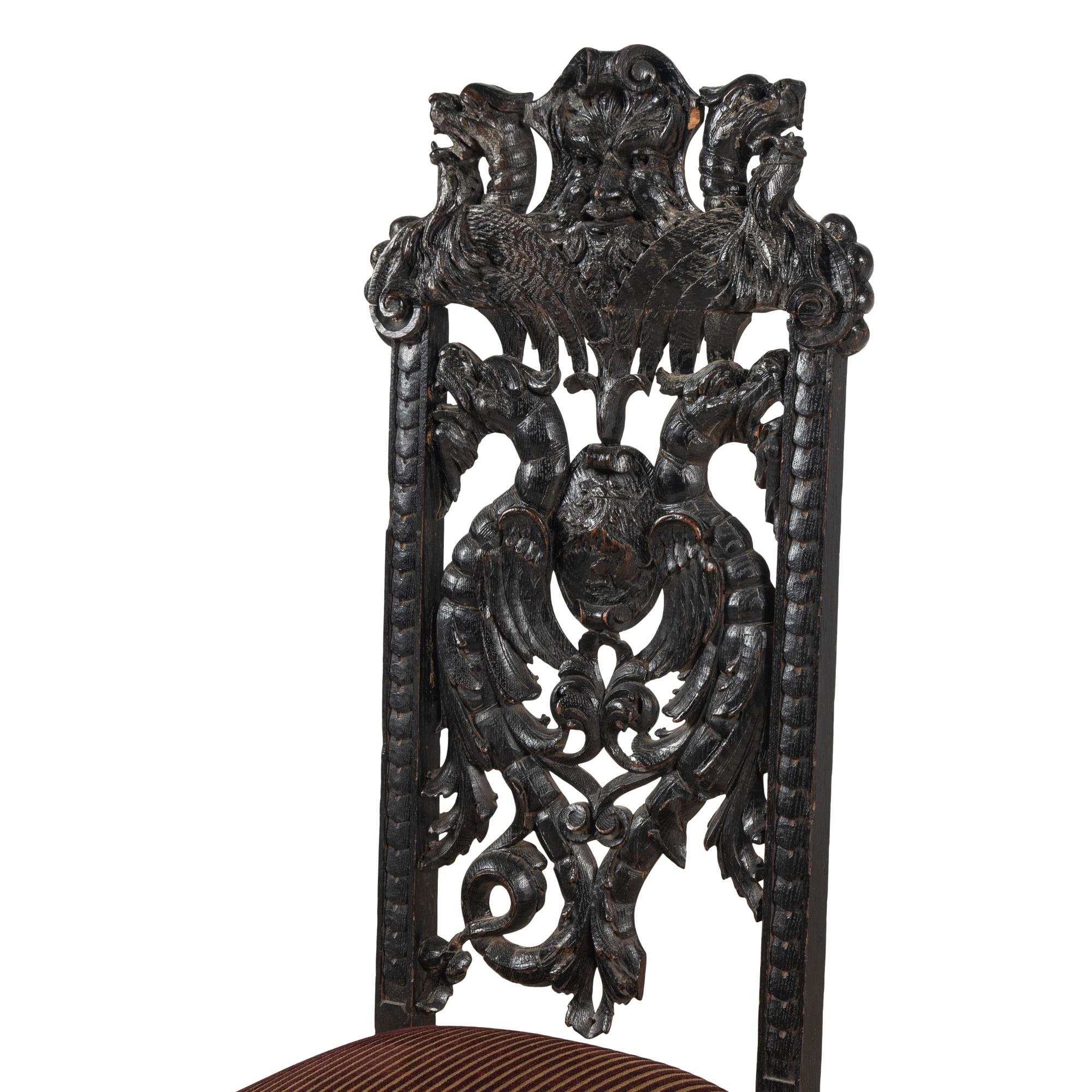 A Renaissance Revival Carved Oak Chair