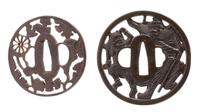 Two Iron Tsubas Diameter of larger 3 1/4 inches.