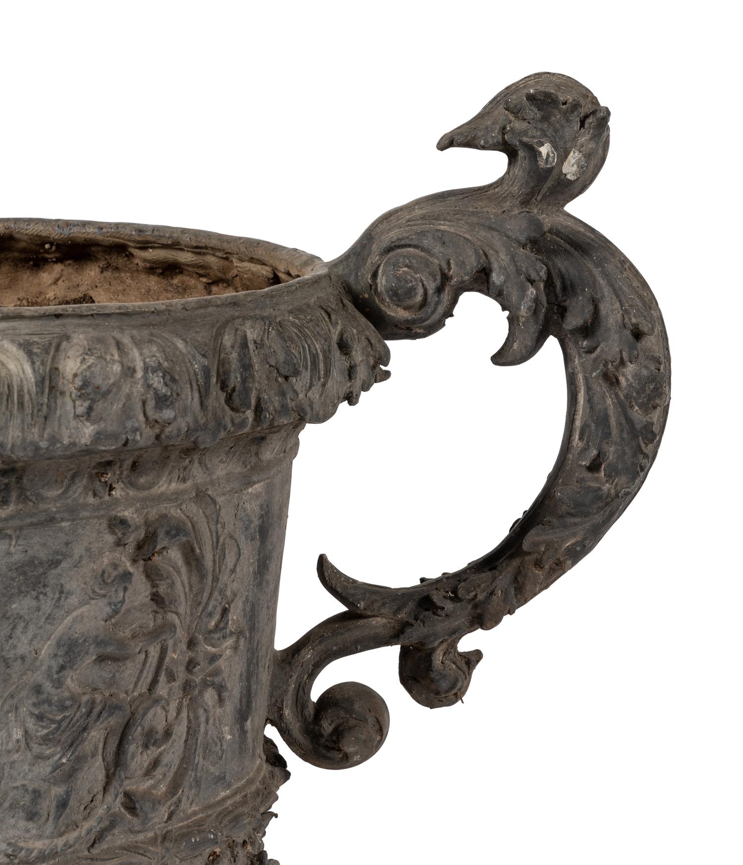A Pair of Cast Metal Planters