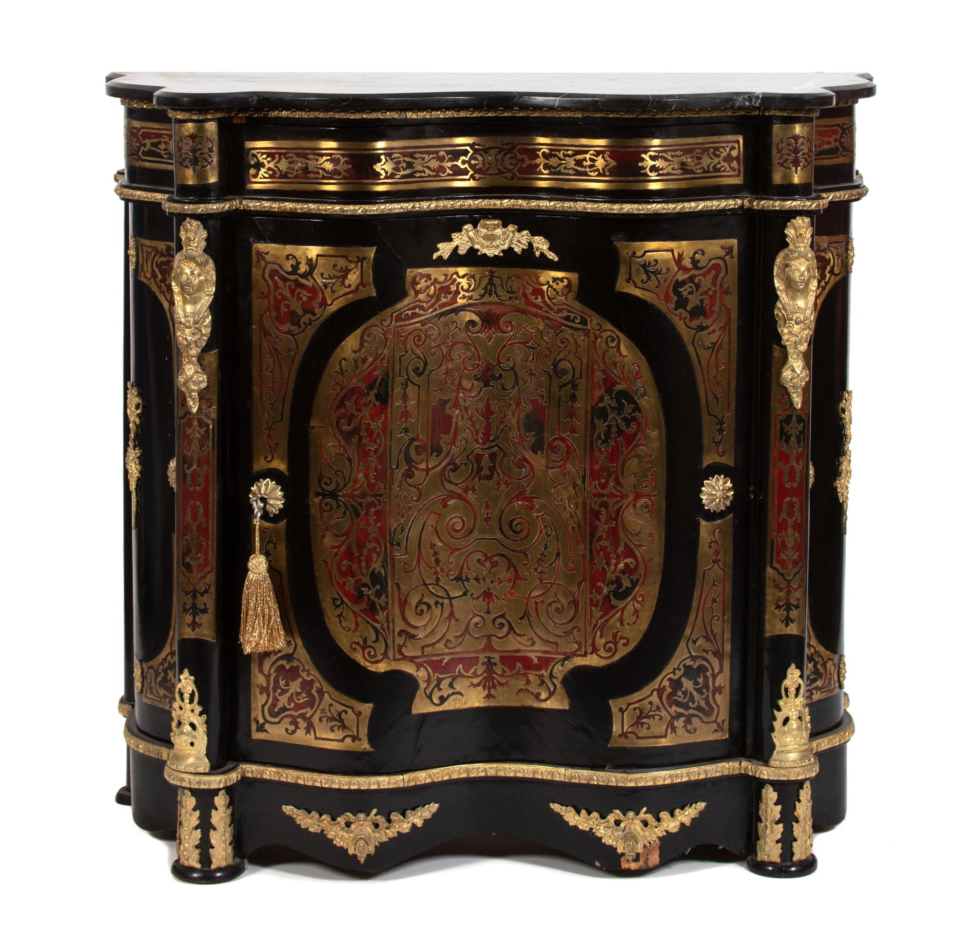 A Napoleon III Boulle Marquetry Side Cabinet Height 42 x width 42 x depth 17 inches. — 19TH CENTURY