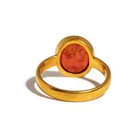 A Roman Carnelian Ring Stone with the Portrait Head of a Young Hercules — Set in a gold ring
