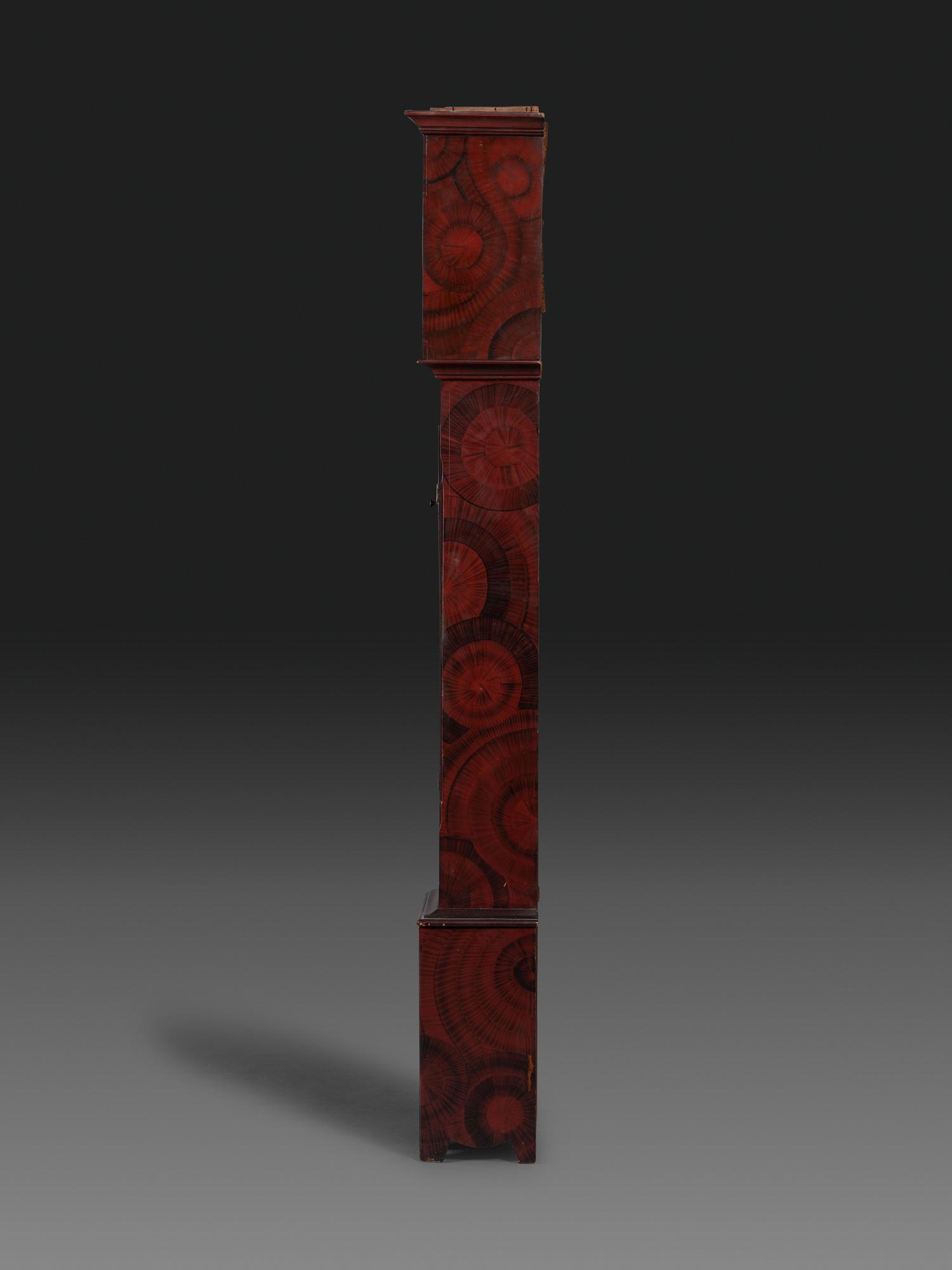 A Grain Paint Decorated Tall Case Clock