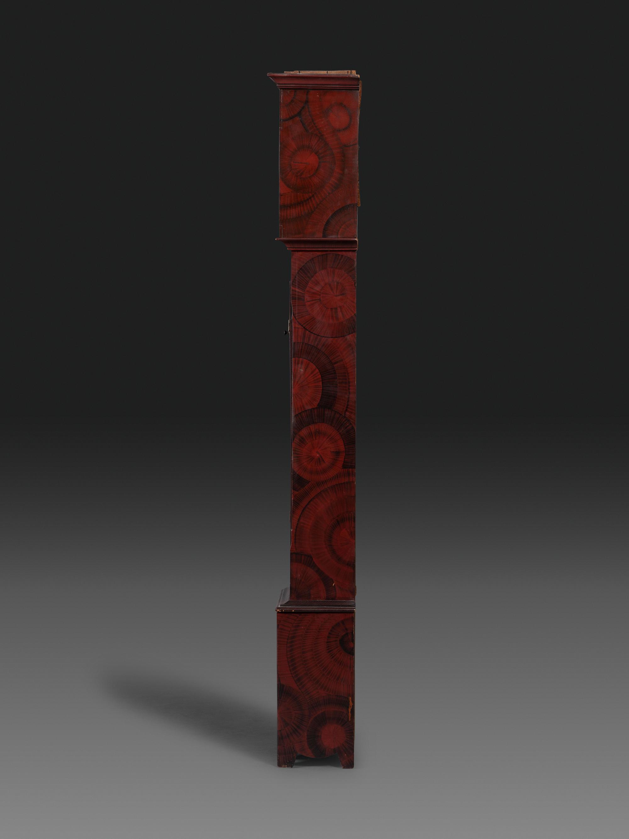 A Grain Paint Decorated Tall Case Clock