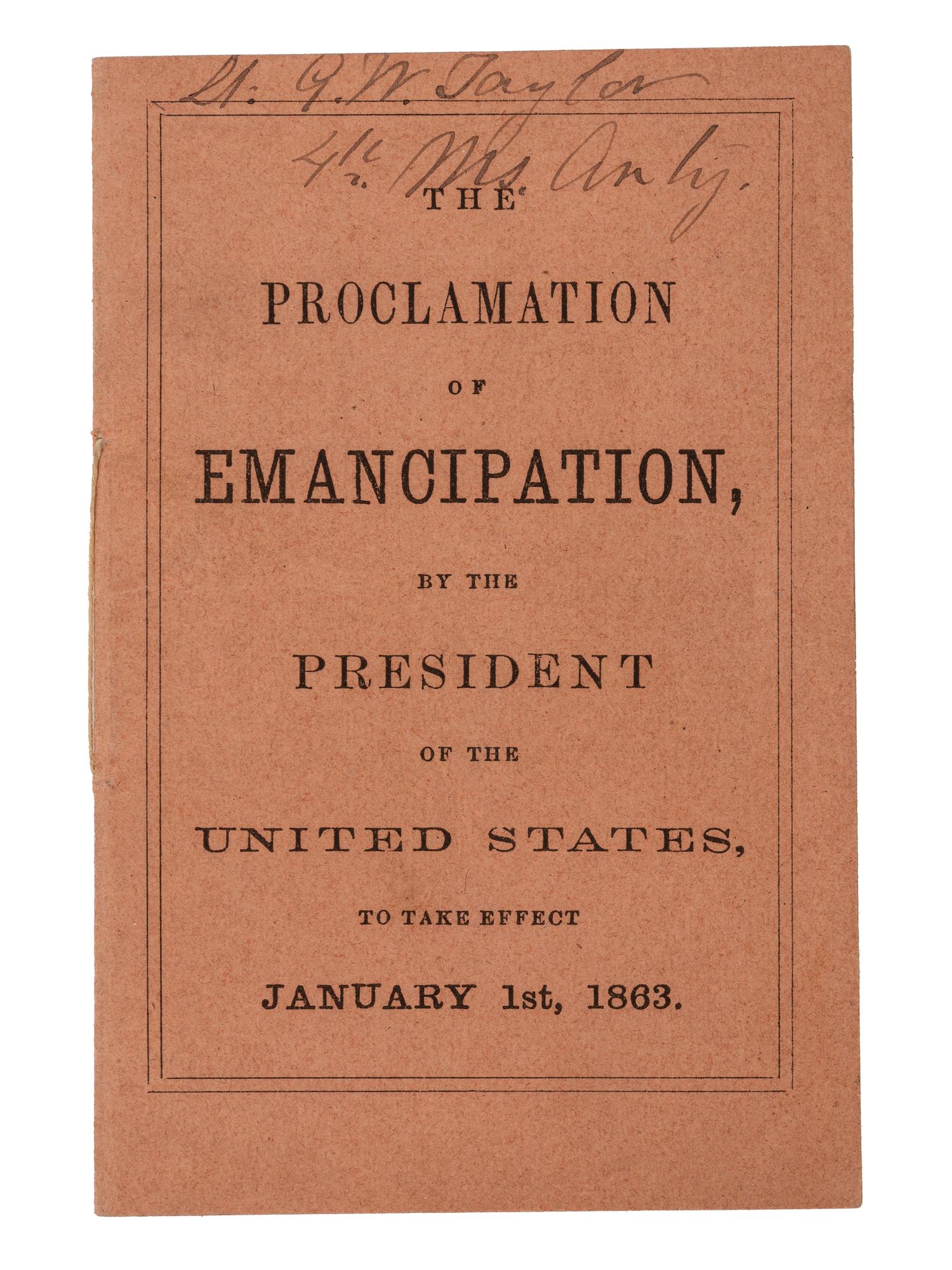 [LINCOLN, Abraham]. Rare ID'd preliminary version of the Emancipation Proclamation, 1862.