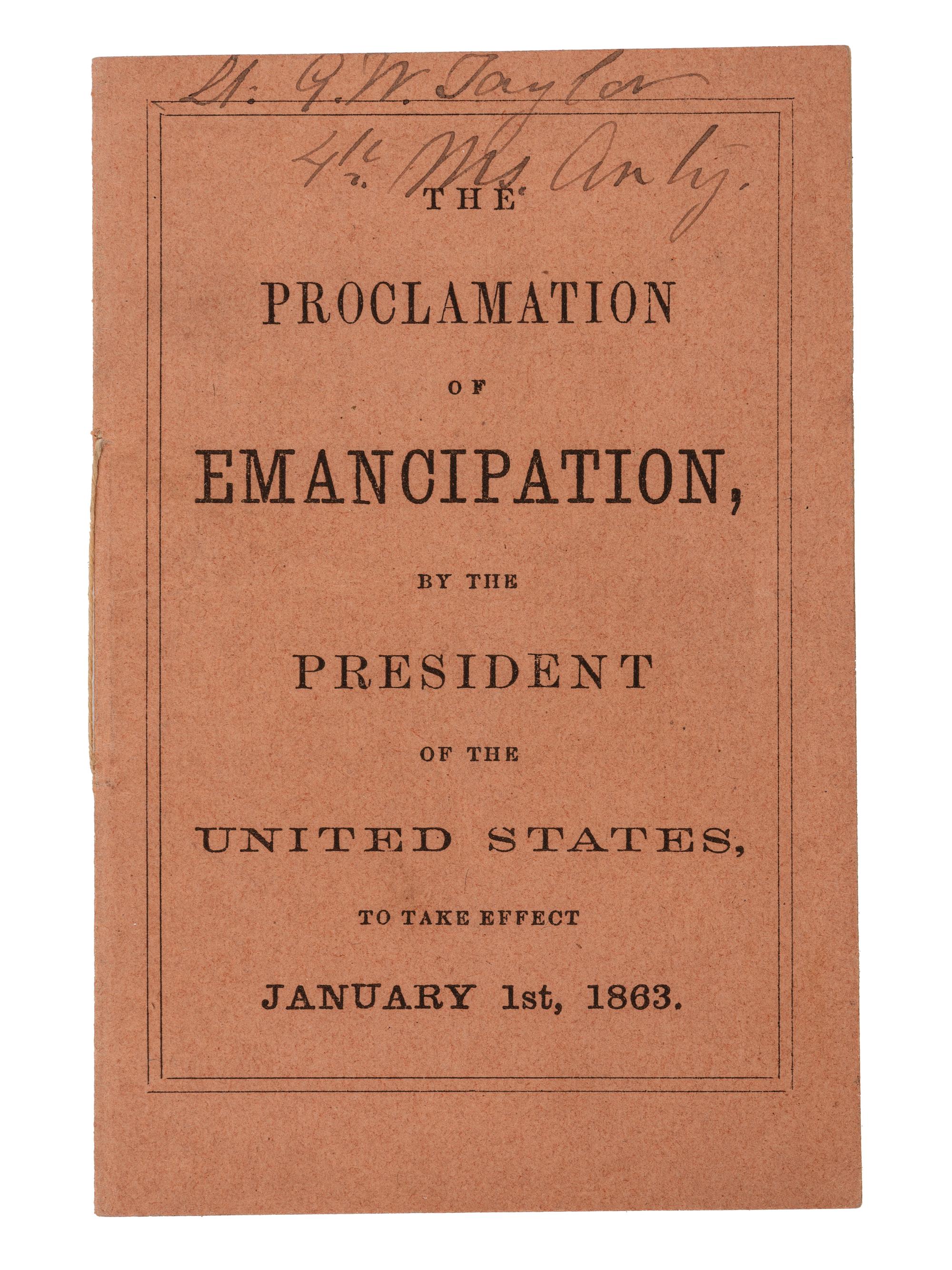 [LINCOLN, Abraham]. Rare ID'd preliminary version of the Emancipation Proclamation, 1862.