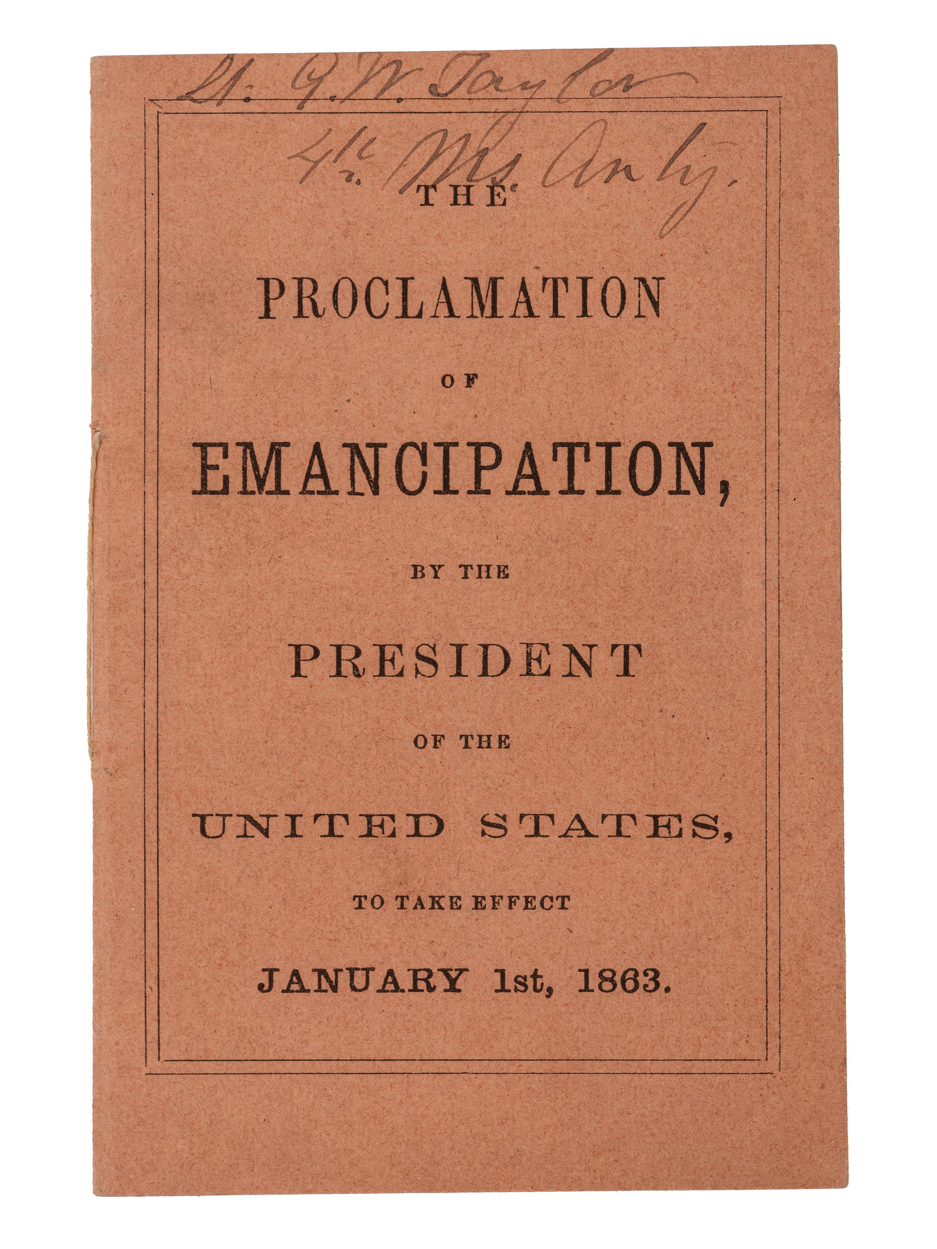 [LINCOLN, Abraham]. Rare ID'd preliminary version of the Emancipation Proclamation, 1862.