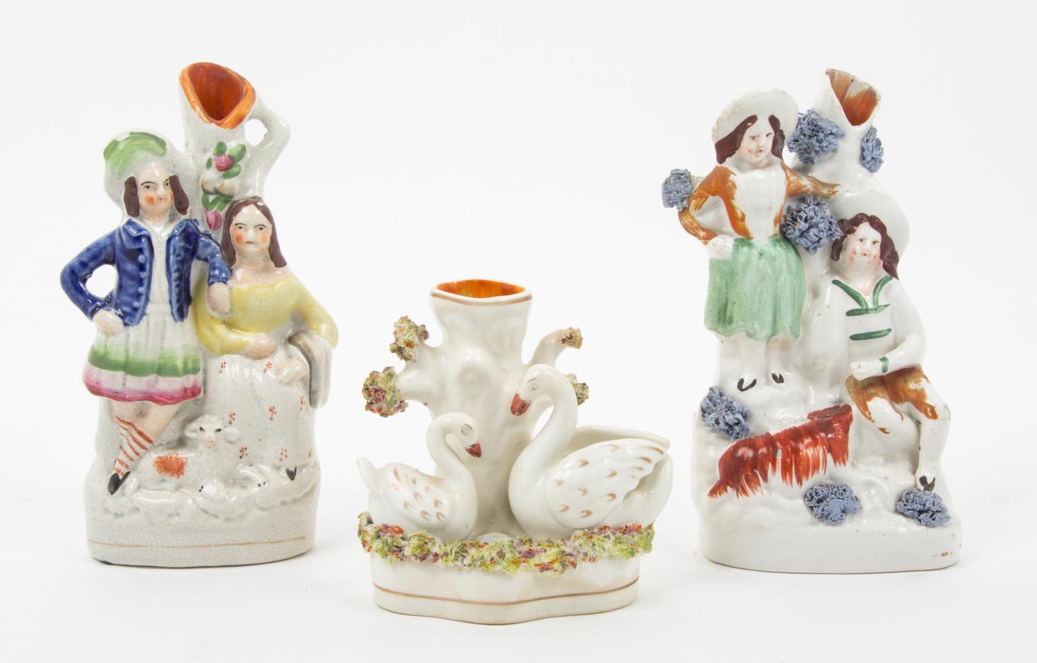 Three Staffordshire Figural Spill Vases Height 7 3/8 inches. — 19TH CENTURY