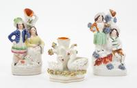 Three Staffordshire Figural Spill Vases Height 7 3/8 inches. — 19TH CENTURY