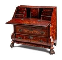 A Dutch Rococo Style Marquetry Slant-Front Desk — 19TH CENTURY