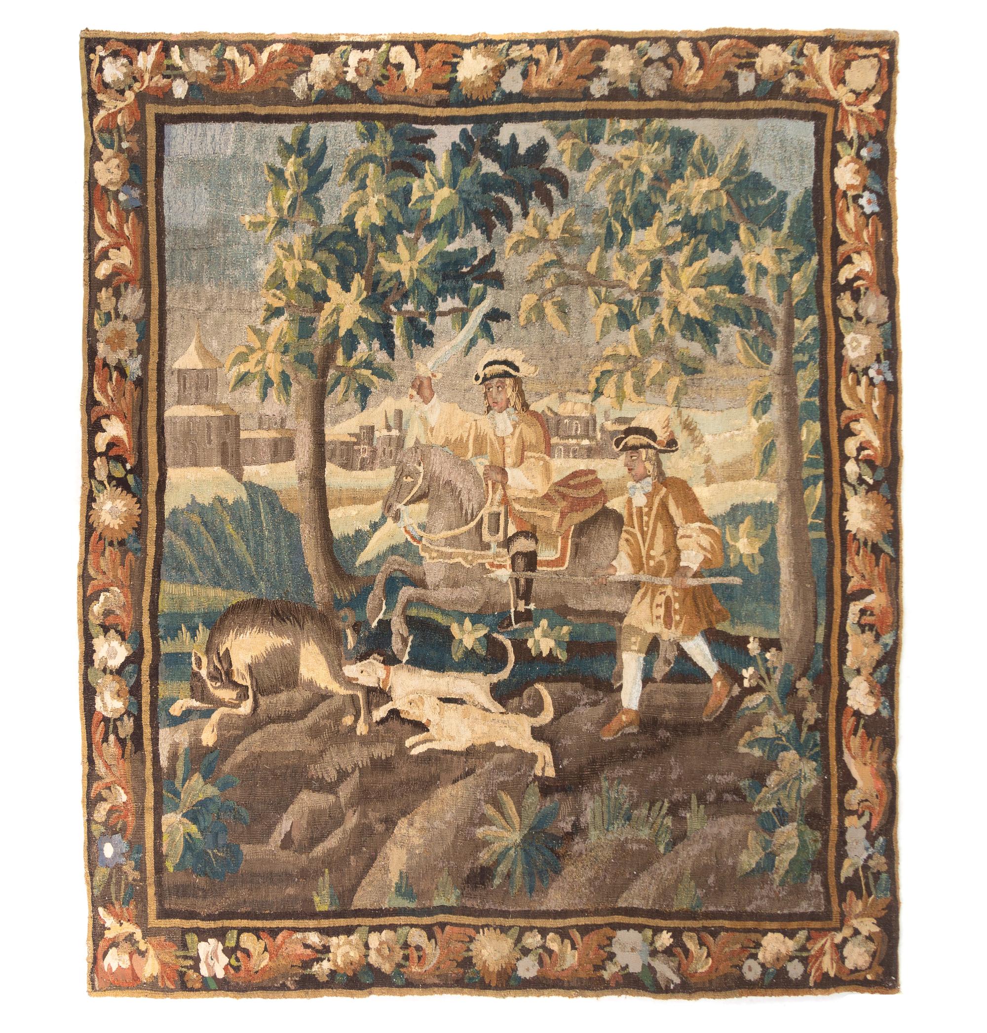 A Louis XIV Wool Hunting Tapestry