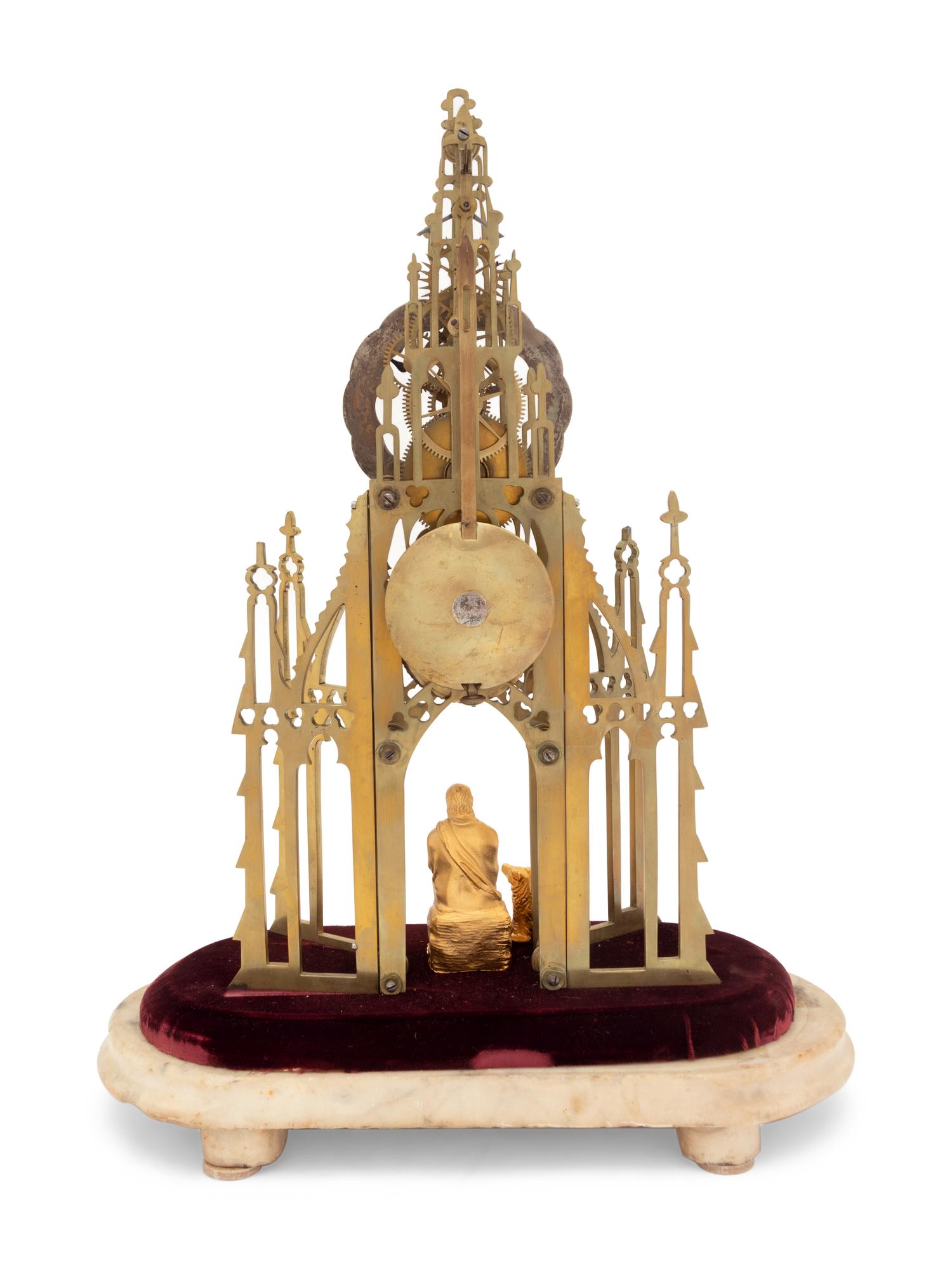 An English Brass Sir Walter Scott Memorial Skeleton Clock