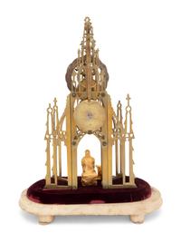 An English Brass Sir Walter Scott Memorial Skeleton Clock
