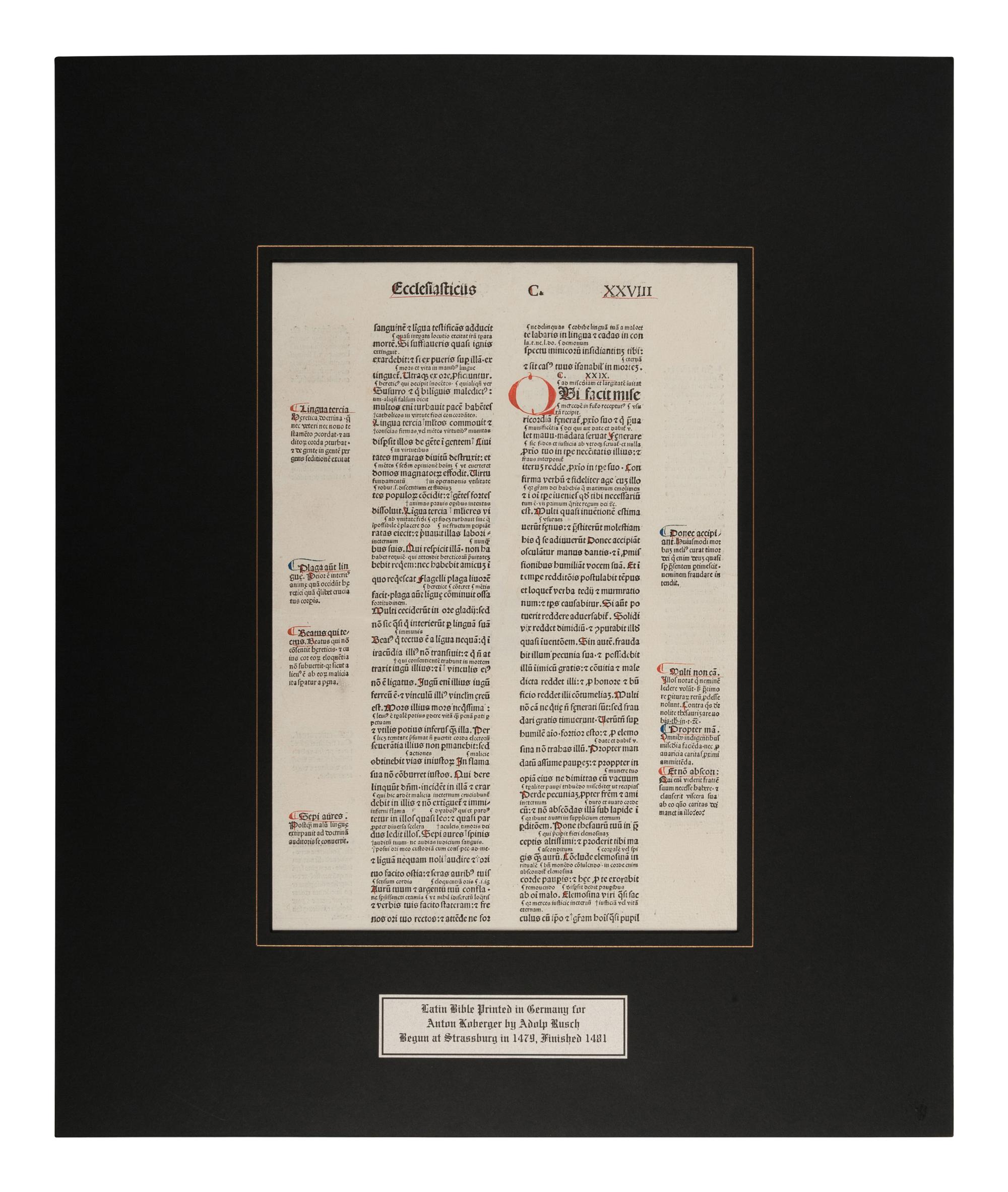 [BIBLE LEAVES - LATIN]. A group of 5 Bible leaves in Latin, comprising: