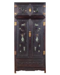 A Chinese Jade and Hardstone Inset Hardwood Compound Cabinet, Dingxianggui