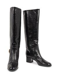 Unworn Chanel Black Leather Boots, 2013