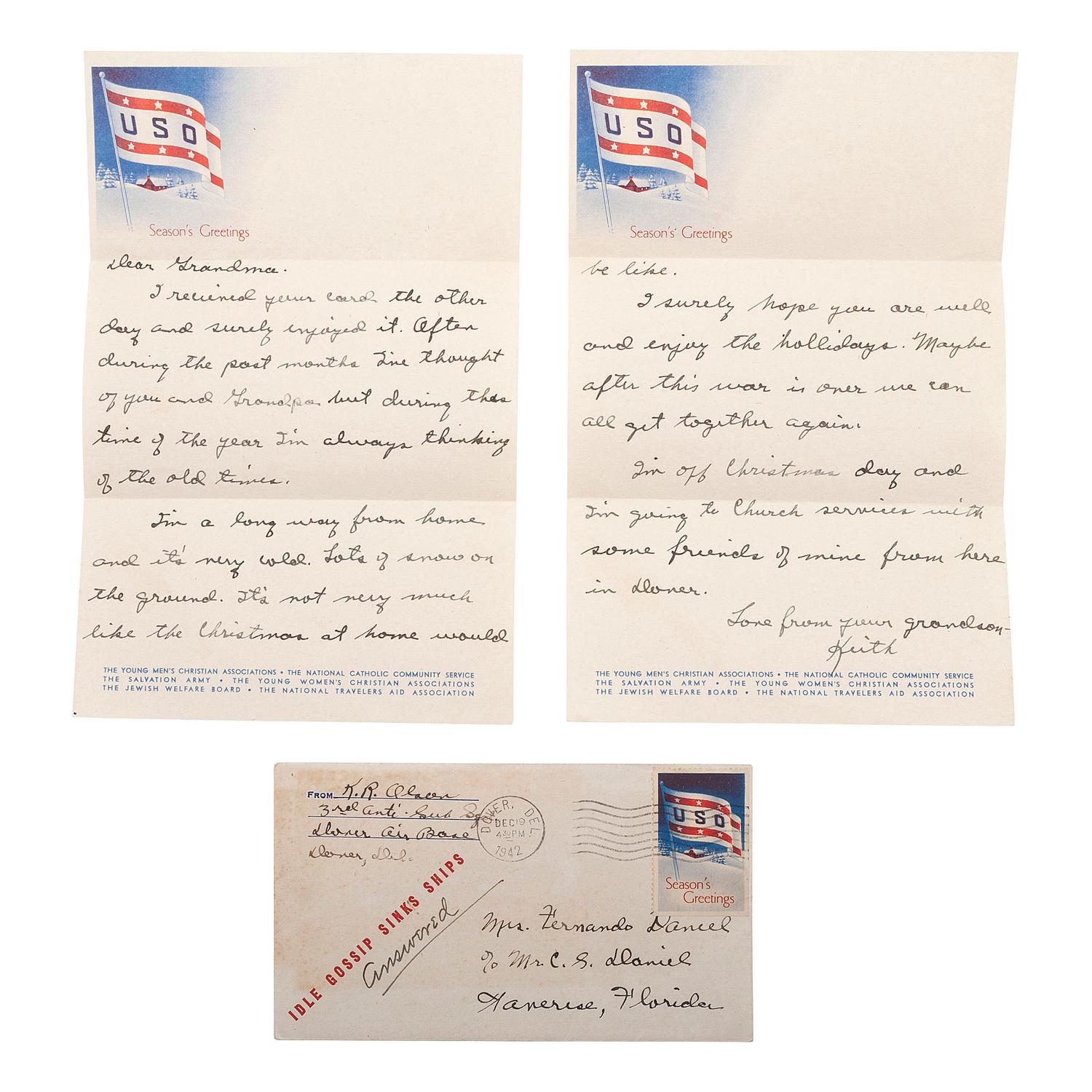 [AVIATION] - [WORLD WAR II]. A group of 9 soldiers' letters including Trans-Pacific Air Mail sent via the Pan American Airways California Clipper , comprising: