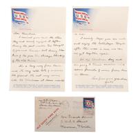 [AVIATION] - [WORLD WAR II]. A group of 9 soldiers' letters including Trans-Pacific Air Mail sent via the Pan American Airways California Clipper , comprising: