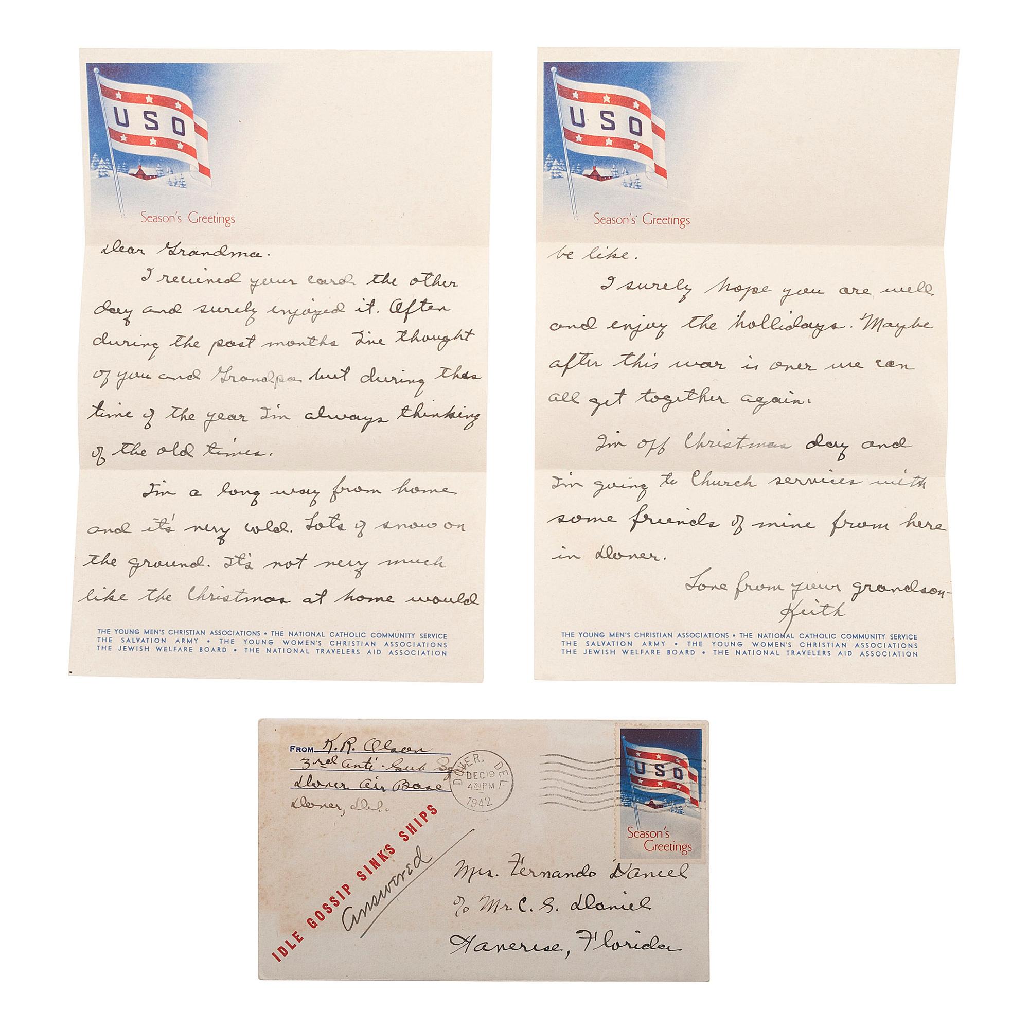 [AVIATION] - [WORLD WAR II]. A group of 9 soldiers' letters including Trans-Pacific Air Mail sent via the Pan American Airways California Clipper , comprising: