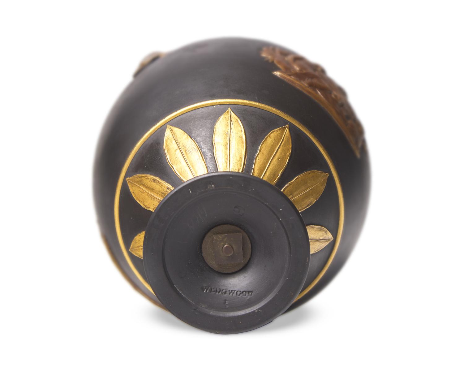A Wedgwood Black Basalt and Parcel-Gilt and Bronzed Vase