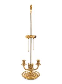 An Empire Style Brass Bouillotte Lamp with a Tôle Shade