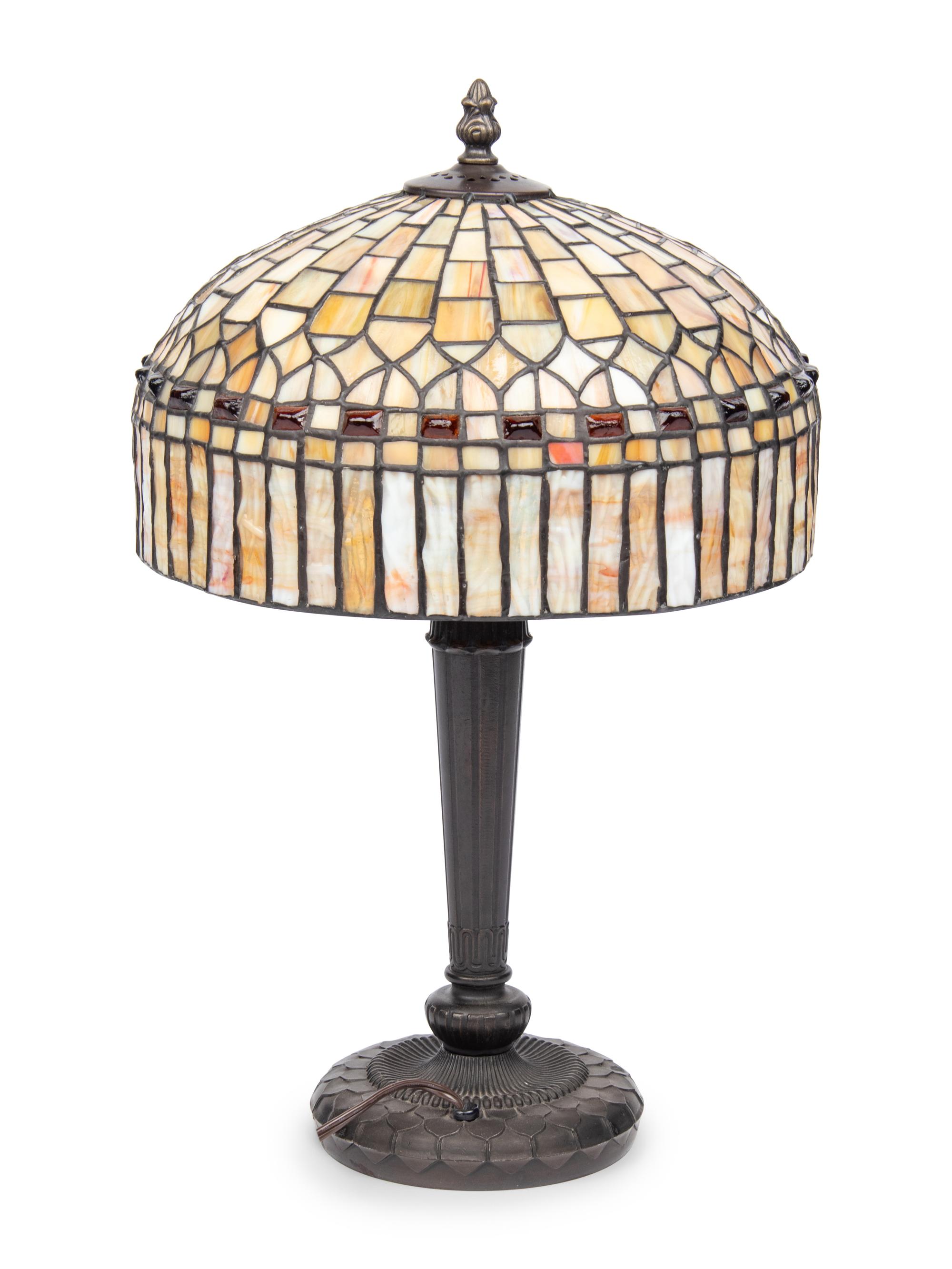 A Leaded Glass Table Lamp