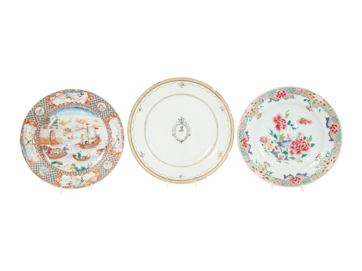 Three Chinese Export Porcelain Plates