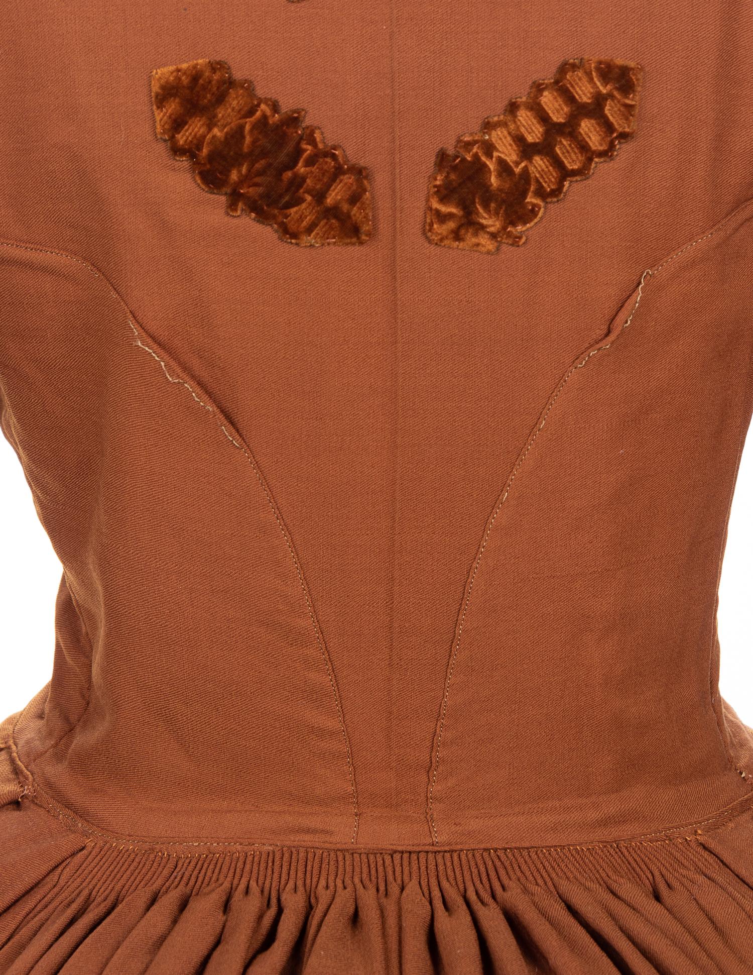 Wool Walking Dress/Coat Trimmed with Velvet, 1860s