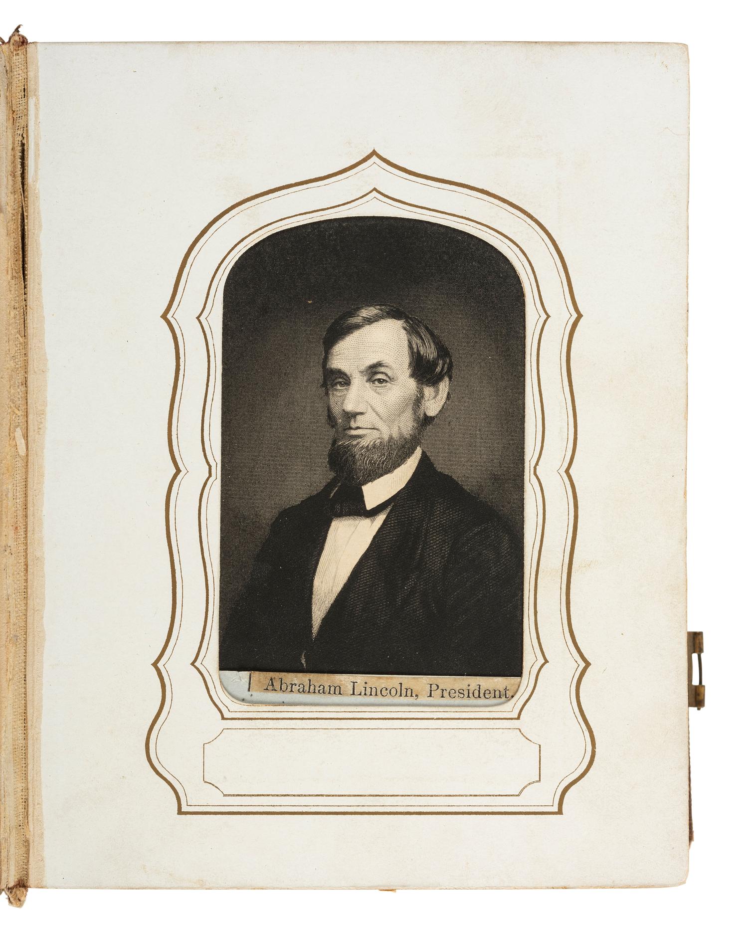 [CIVIL WAR]. Album containing 40+ CDV engravings of Union and Confederate leaders. New York: Elias Dexter, ca 1860s.