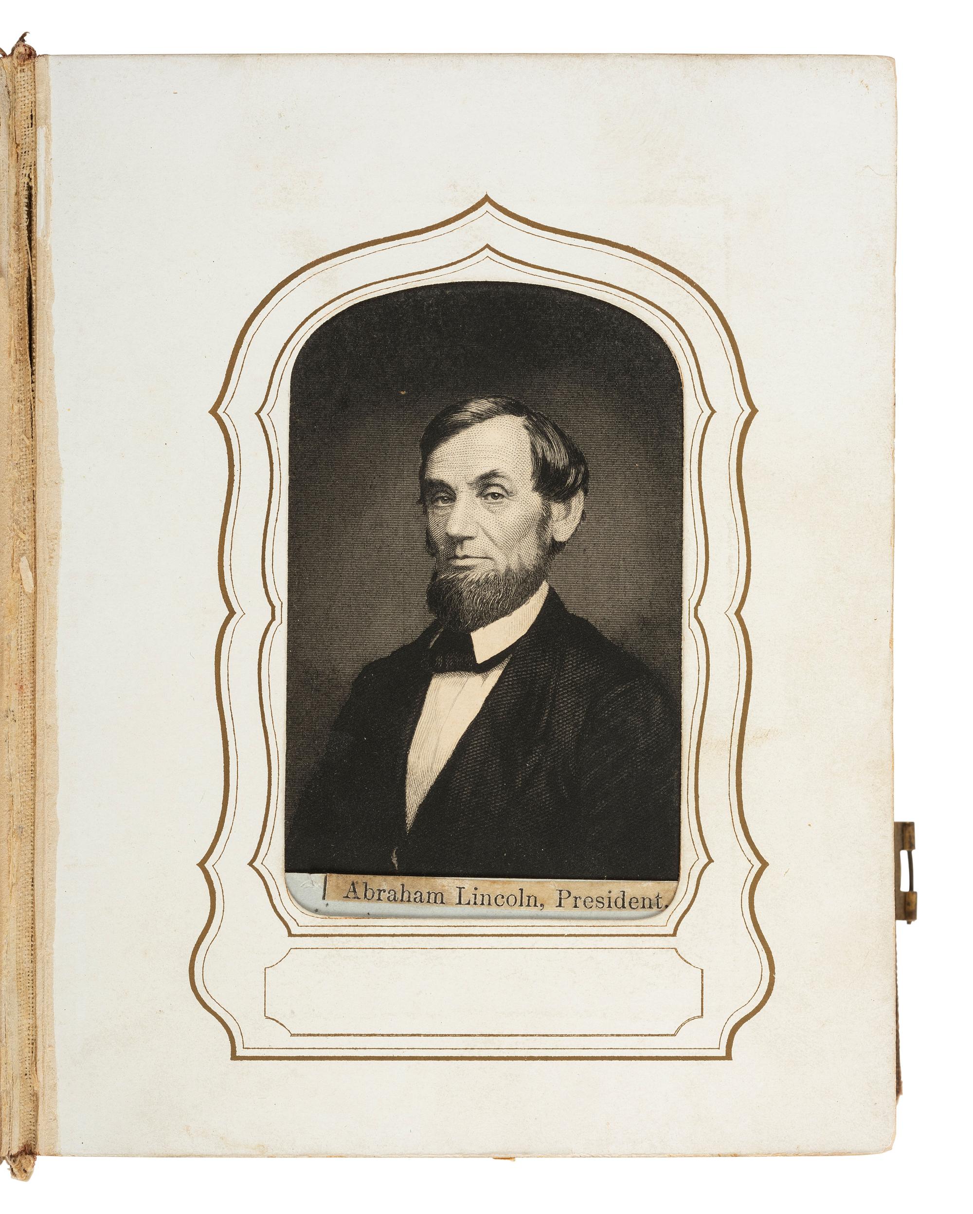 [CIVIL WAR]. Album containing 40+ CDV engravings of Union and Confederate leaders. New York: Elias Dexter, ca 1860s.
