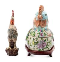 Two Chinese Export Famille Rose Porcelain Roosters