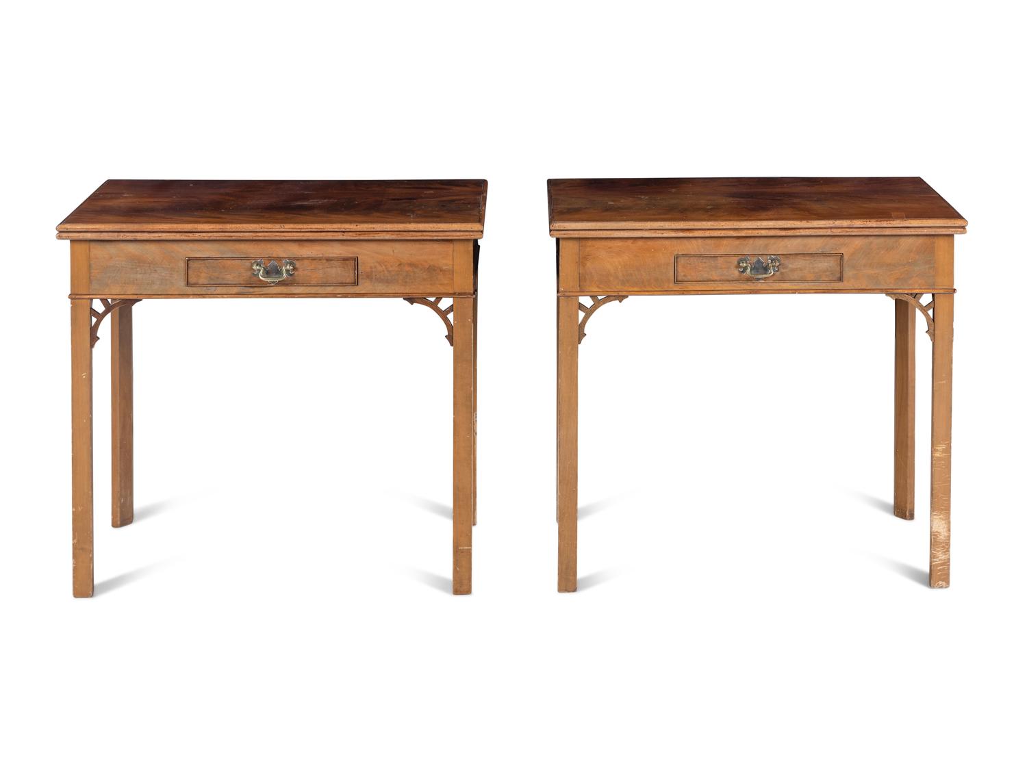 A Pair of George III Style Mahogany Flip-Top Tables