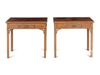 A Pair of George III Style Mahogany Flip-Top Tables