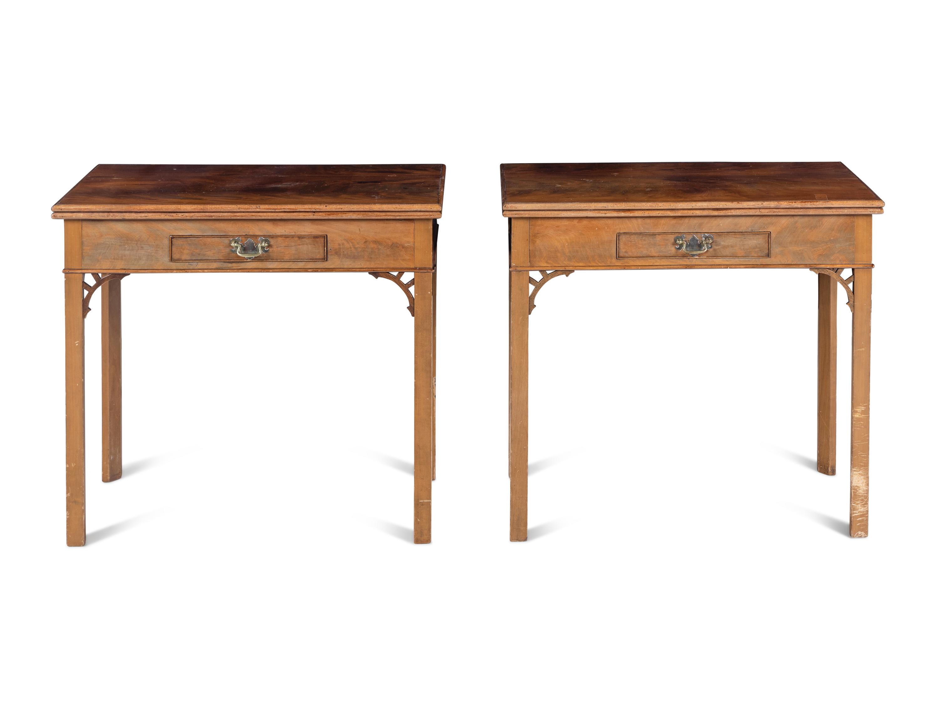 A Pair of George III Style Mahogany Flip-Top Tables