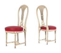 A Set of Six Louis XVI Style Painted Montgolfière Dining Chairs