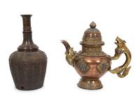 Two Chased Brass and Copper Vessels