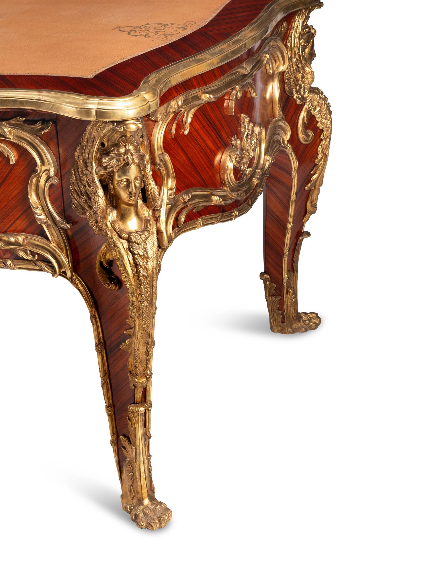 A Louis XV Style Gilt Bronze Mounted Bureau Plat