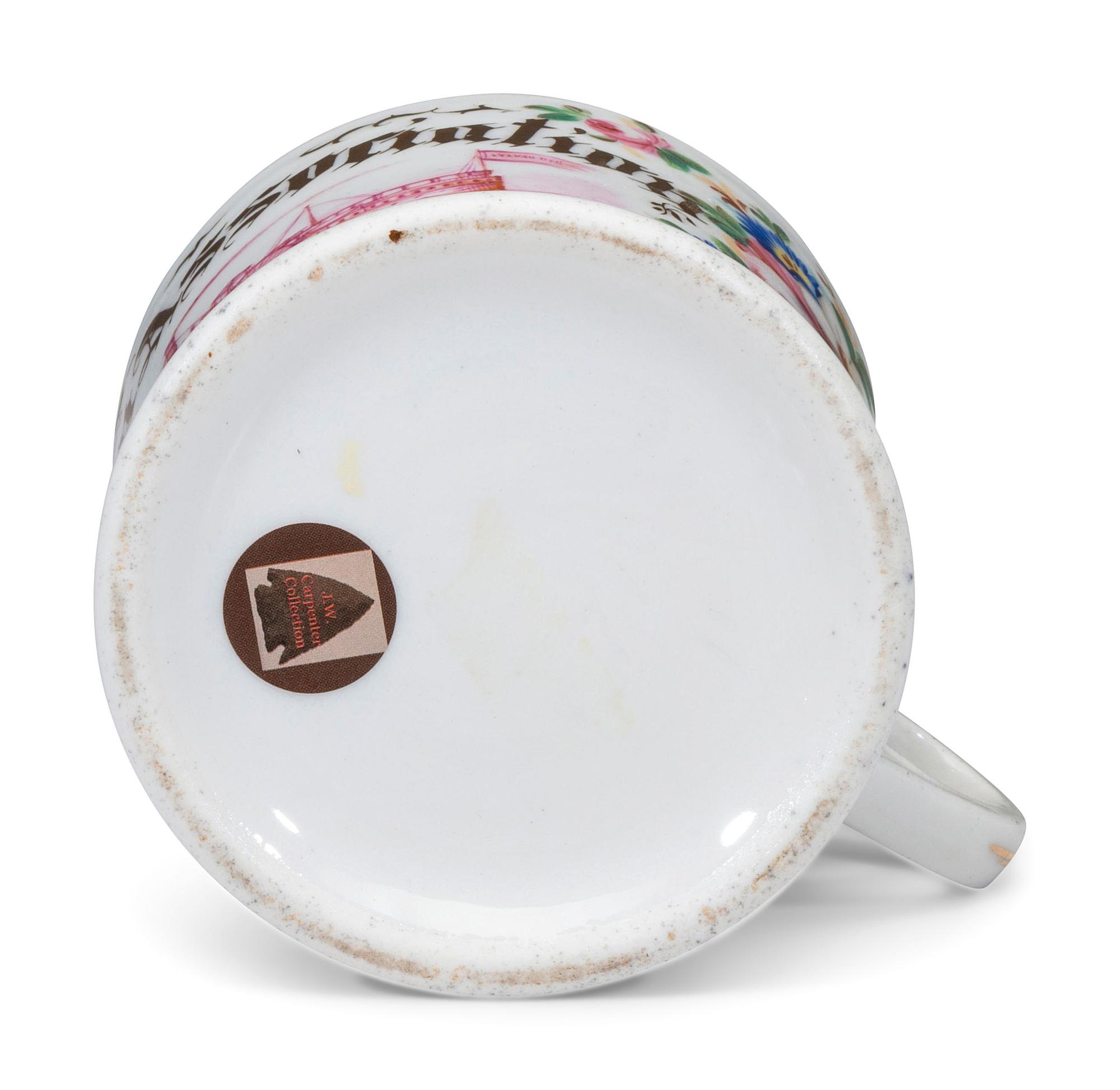 A Porcelain Shaving Mug Depicting a Hudson River Paddle Wheeler