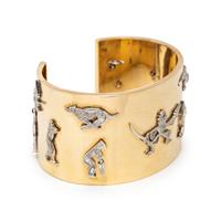 YELLOW GOLD AND ART DECO CHARM CUFF BRACELET