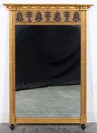 A Regency Style Gilt and Ebonized Mirror Height 46 1/4 x width 32 inches. — SECOND HALF 20TH CENTURY