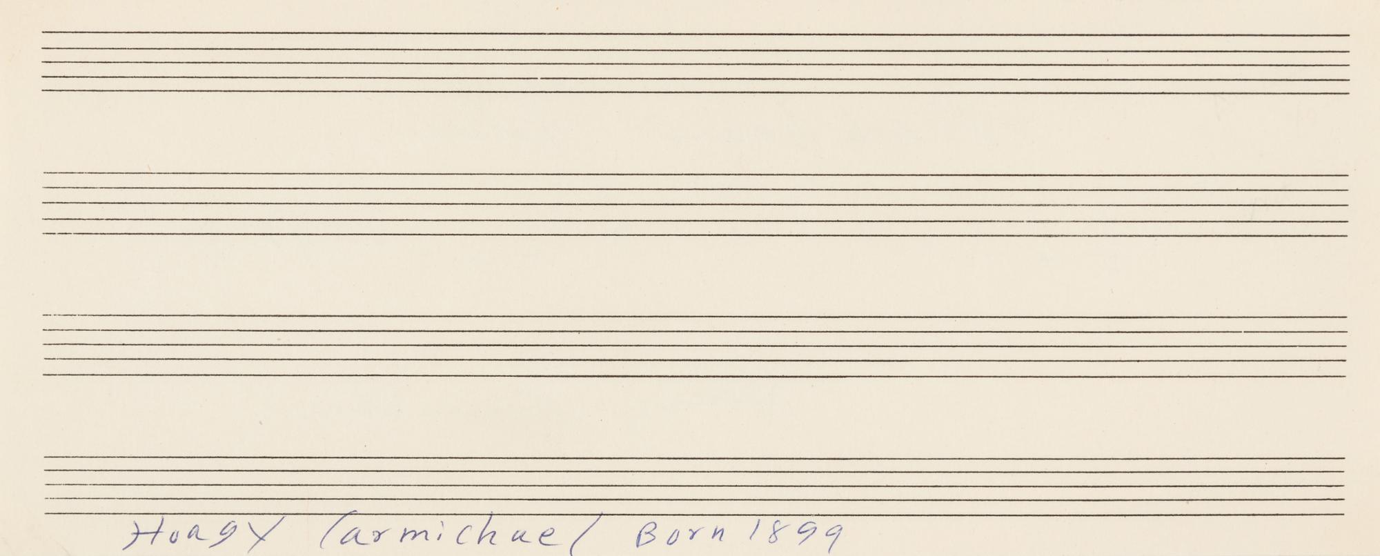 CARMICHAEL, Hoagy (1899-1981). Autograph musical quotation signed ("Hoagy Carmichael"). N.d.