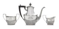 An American Silver Three-Piece Small Coffee Set, Black, Starr & Frost, New York, NY, comprising a coffee pot with an ebony handle and f