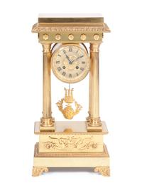 An Empire Style Gilt Bronze Portico Clock — 19TH/20TH CENTURY
