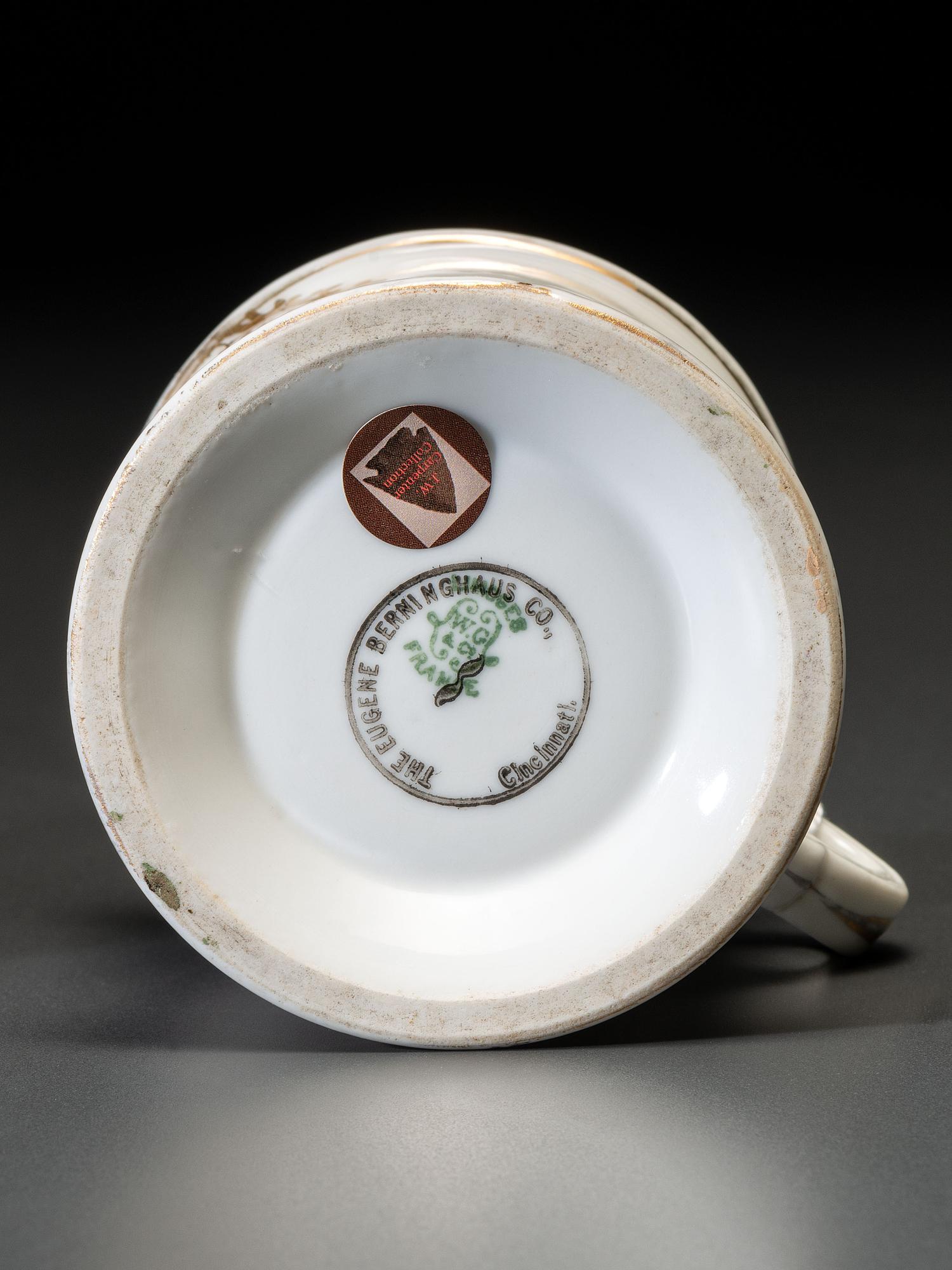 A Porcelain Shaving Mug Depicting a Fashionable Lady