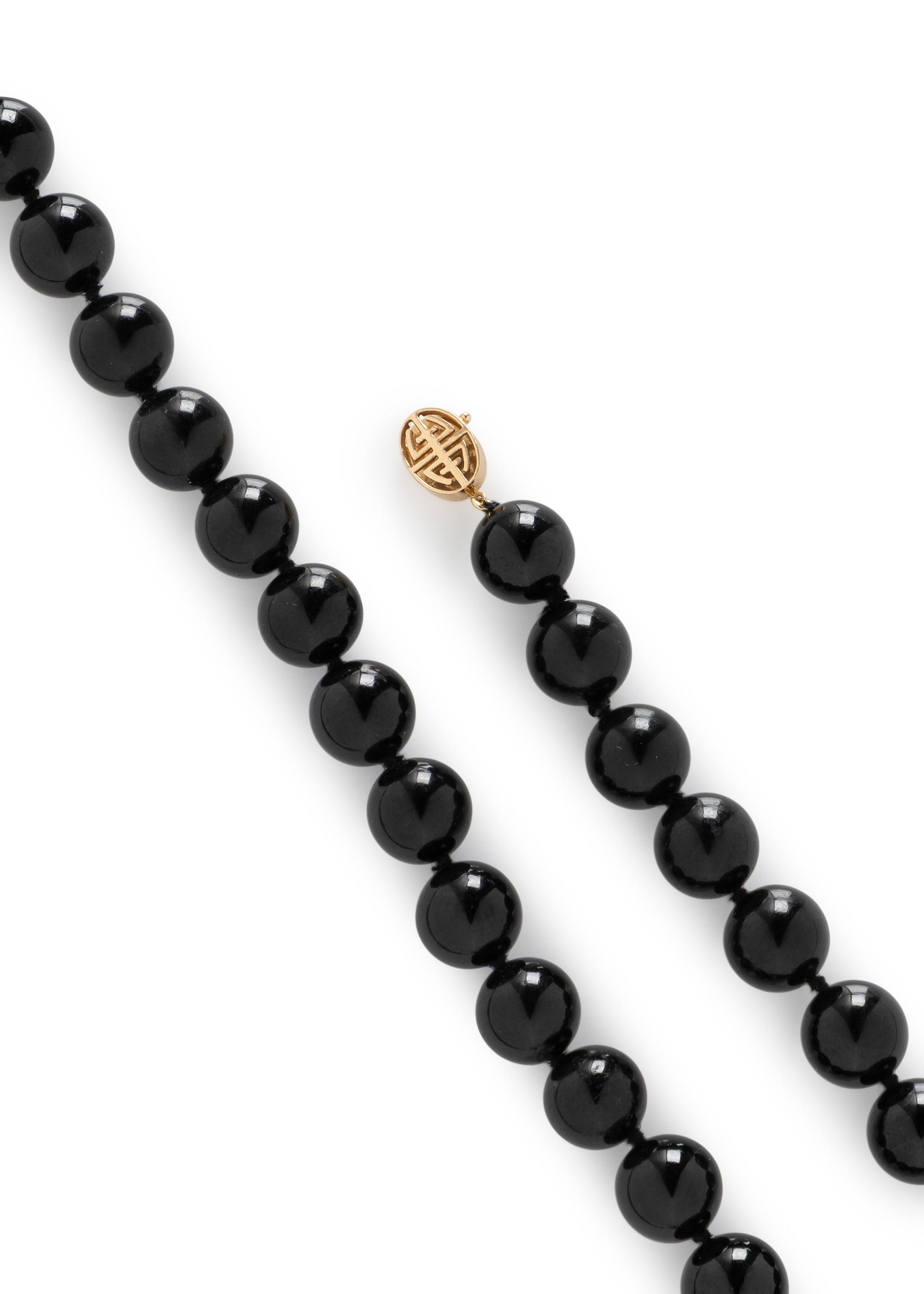 BLACK ONYX BEAD AND YELLOW GOLD NECKLACE