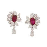 BURMESE RUBY AND DIAMOND EARRINGS