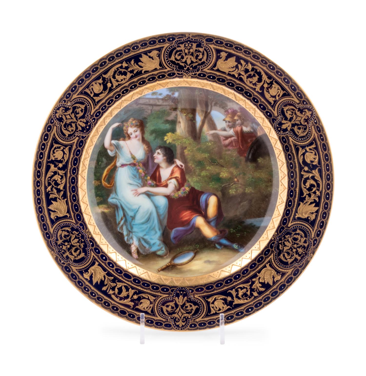 A Vienna Painted and Parcel Gilt Porcelain Cabinet Plate