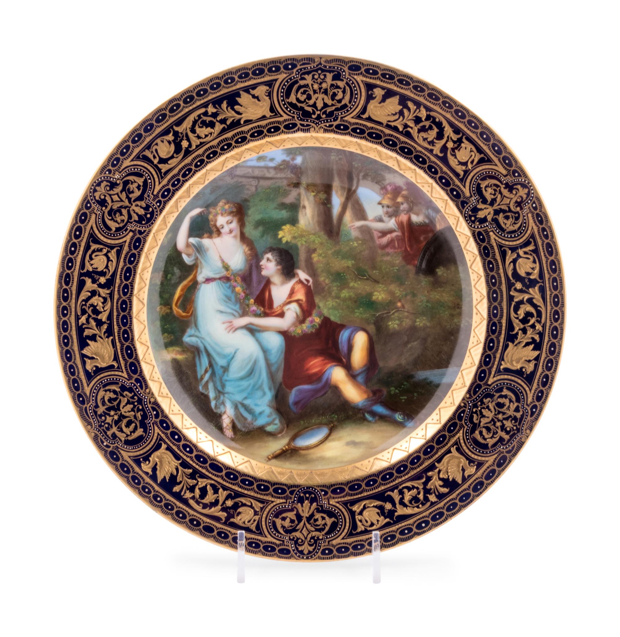 A Vienna Painted and Parcel Gilt Porcelain Cabinet Plate