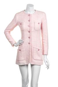 A Chanel Pink and White Tweed Jacket, Size 34.