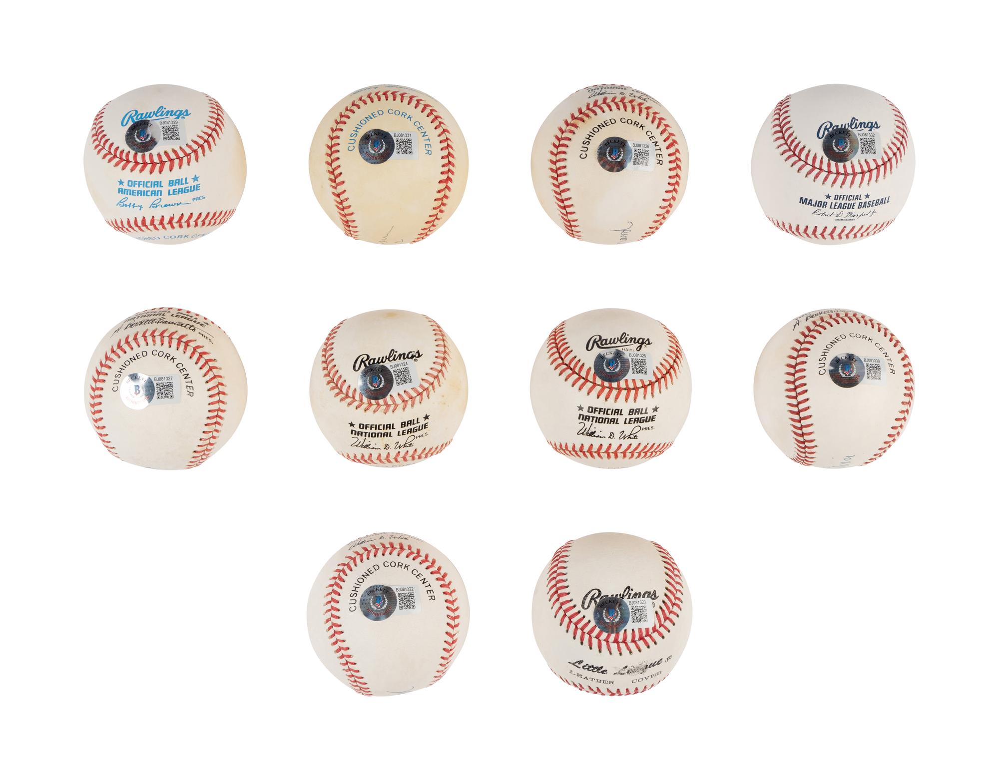 A Massive Group of 58 Single Signed Autograph Hall of Fame Baseballs (Beckett Authentication Services Certified),